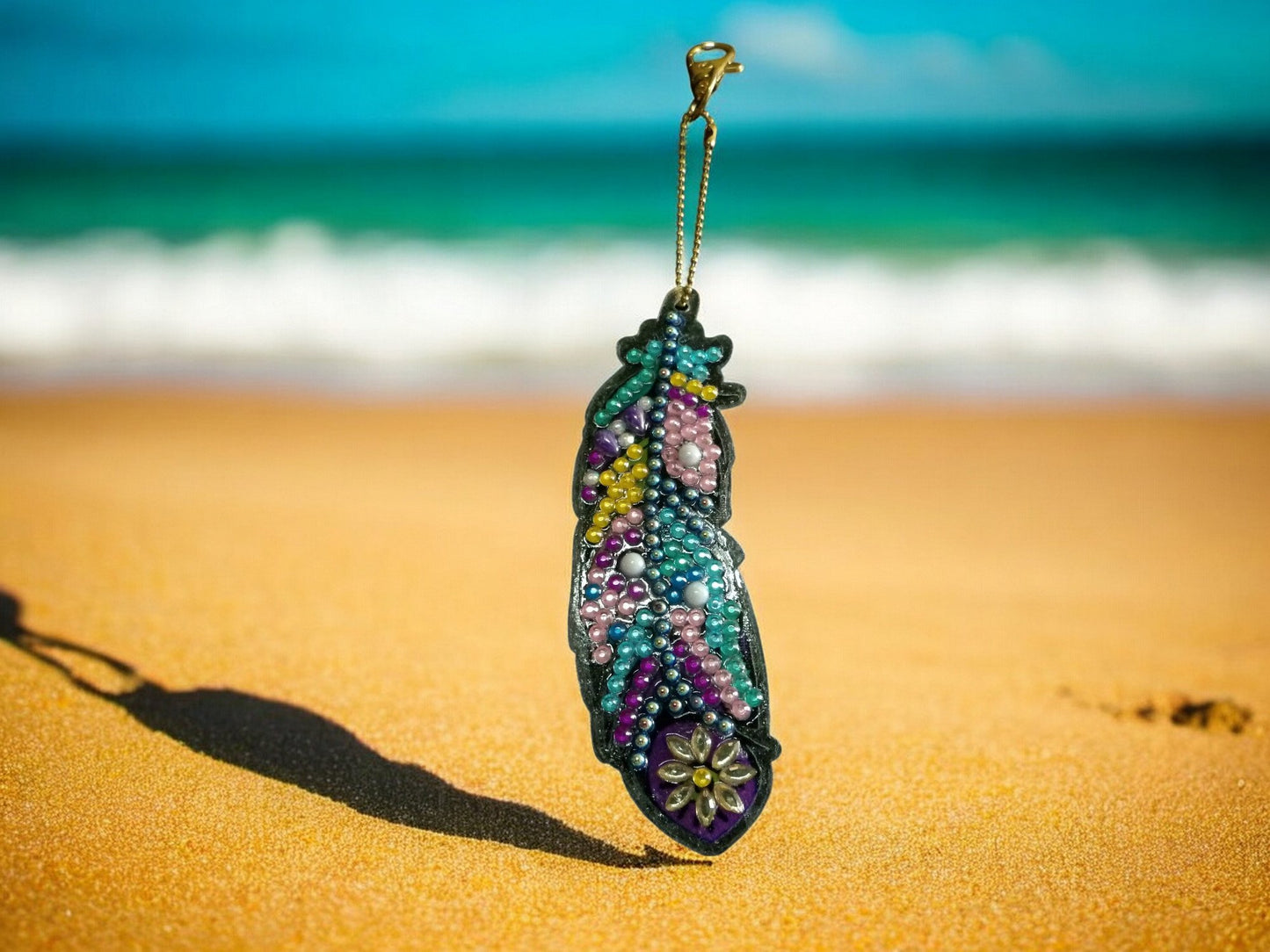Blue & Purple Feather Keychain