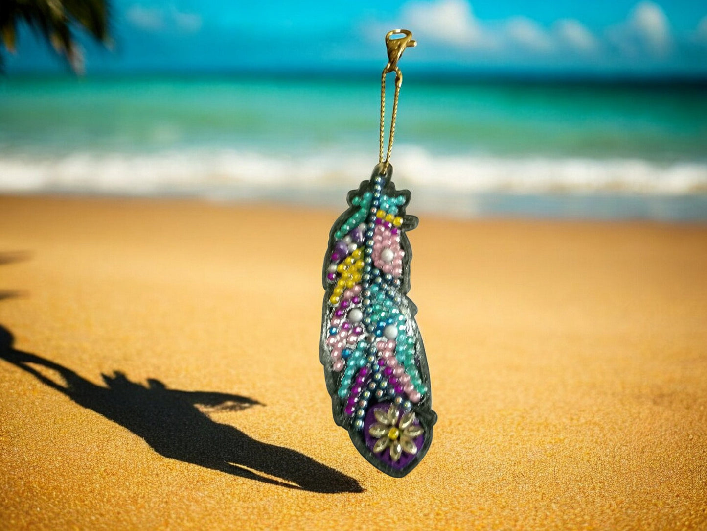 Blue & Purple Feather Keychain