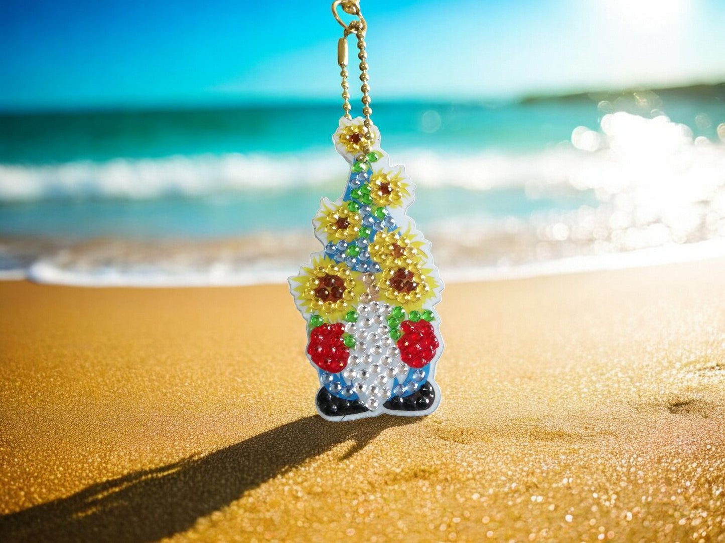 Sunflower Gnome Keychain