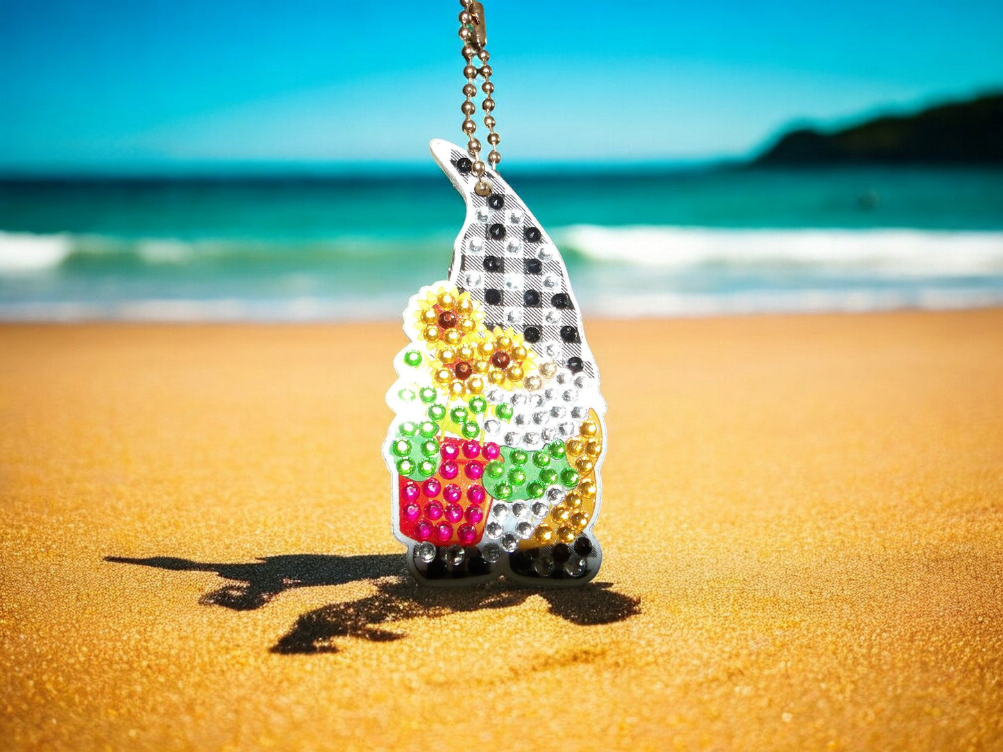 Black Checkered Hat Gnome Keychain