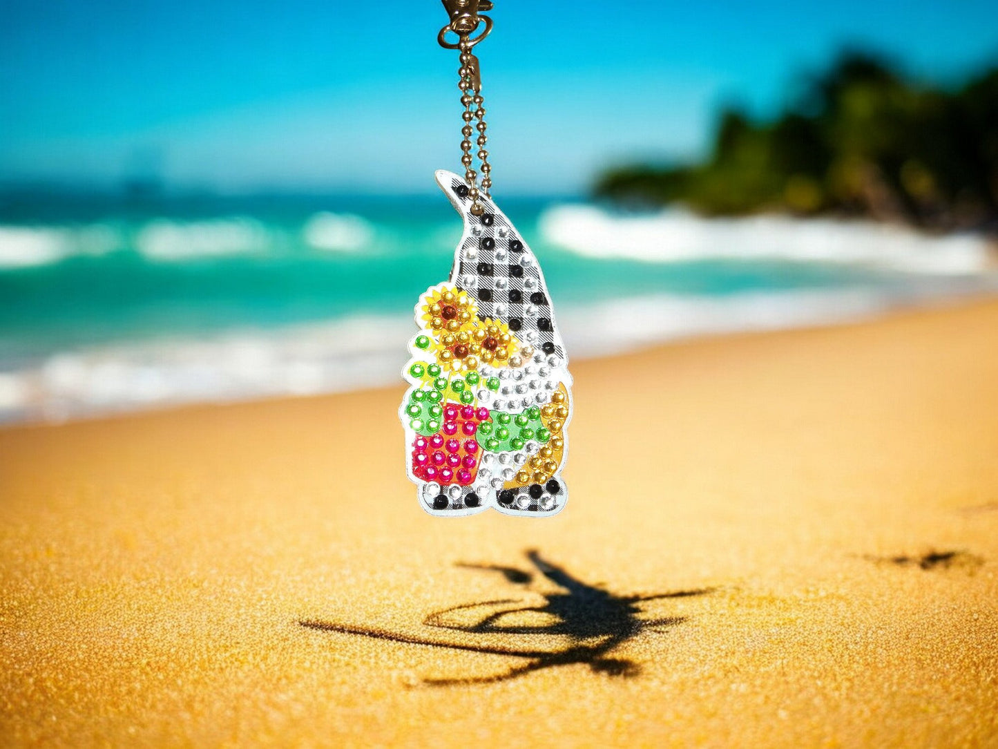 Black Checkered Hat Gnome Keychain