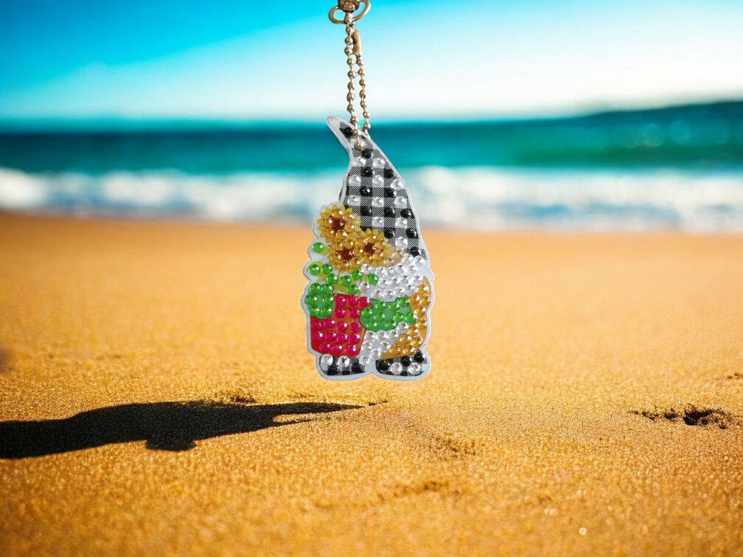 Black Checkered Hat Gnome Keychain