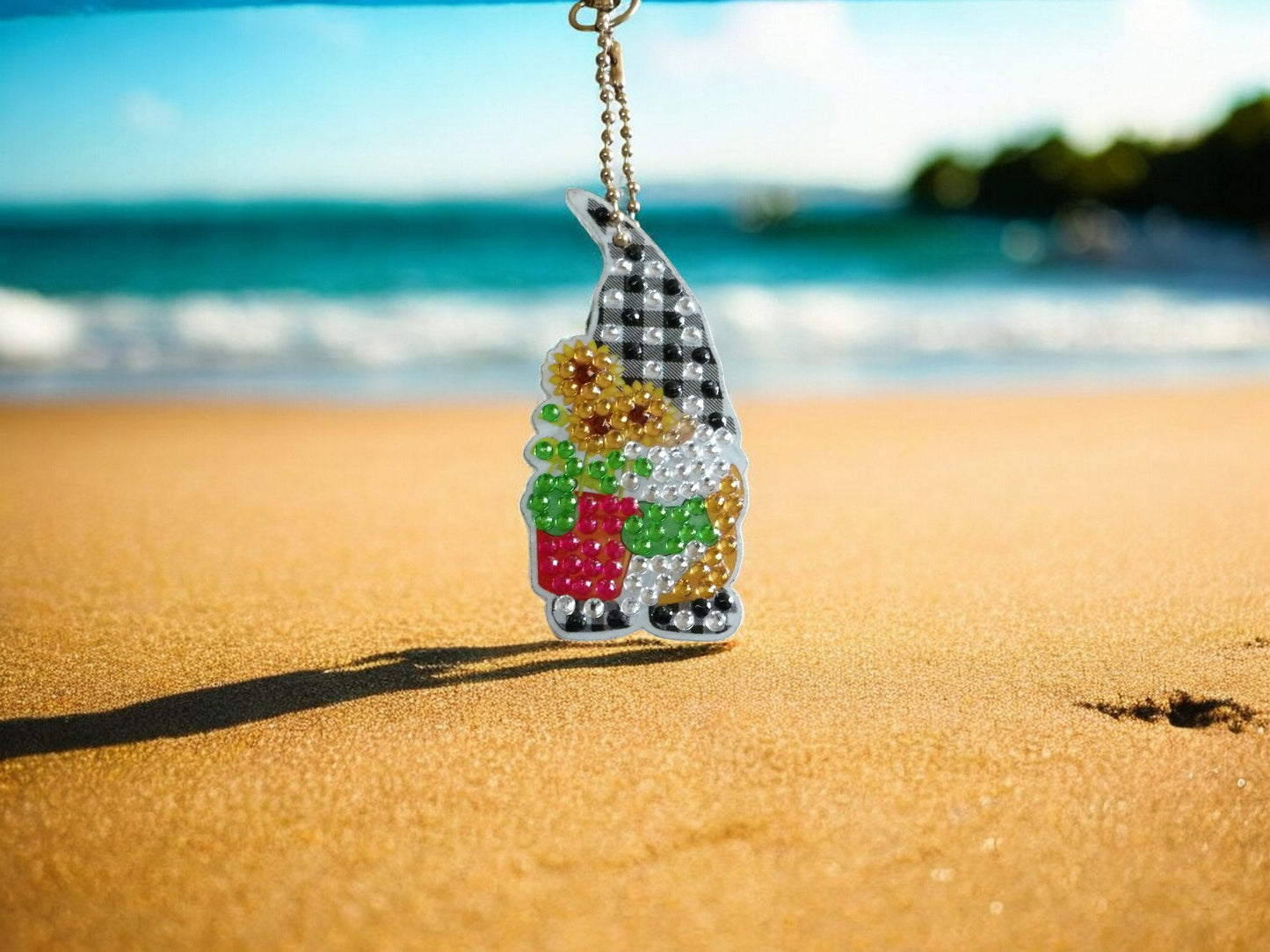 Black Checkered Hat Gnome Keychain