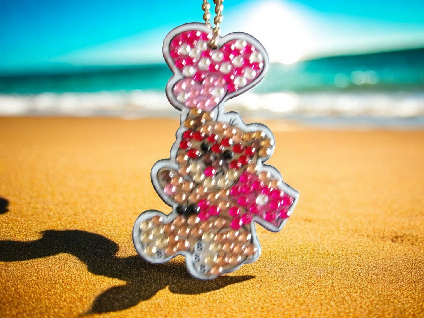 Present w/Love Heart Teddy Bear Keychain