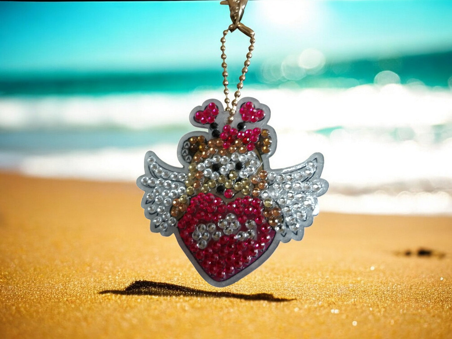 Flying Heart Teddy Bear Keychain