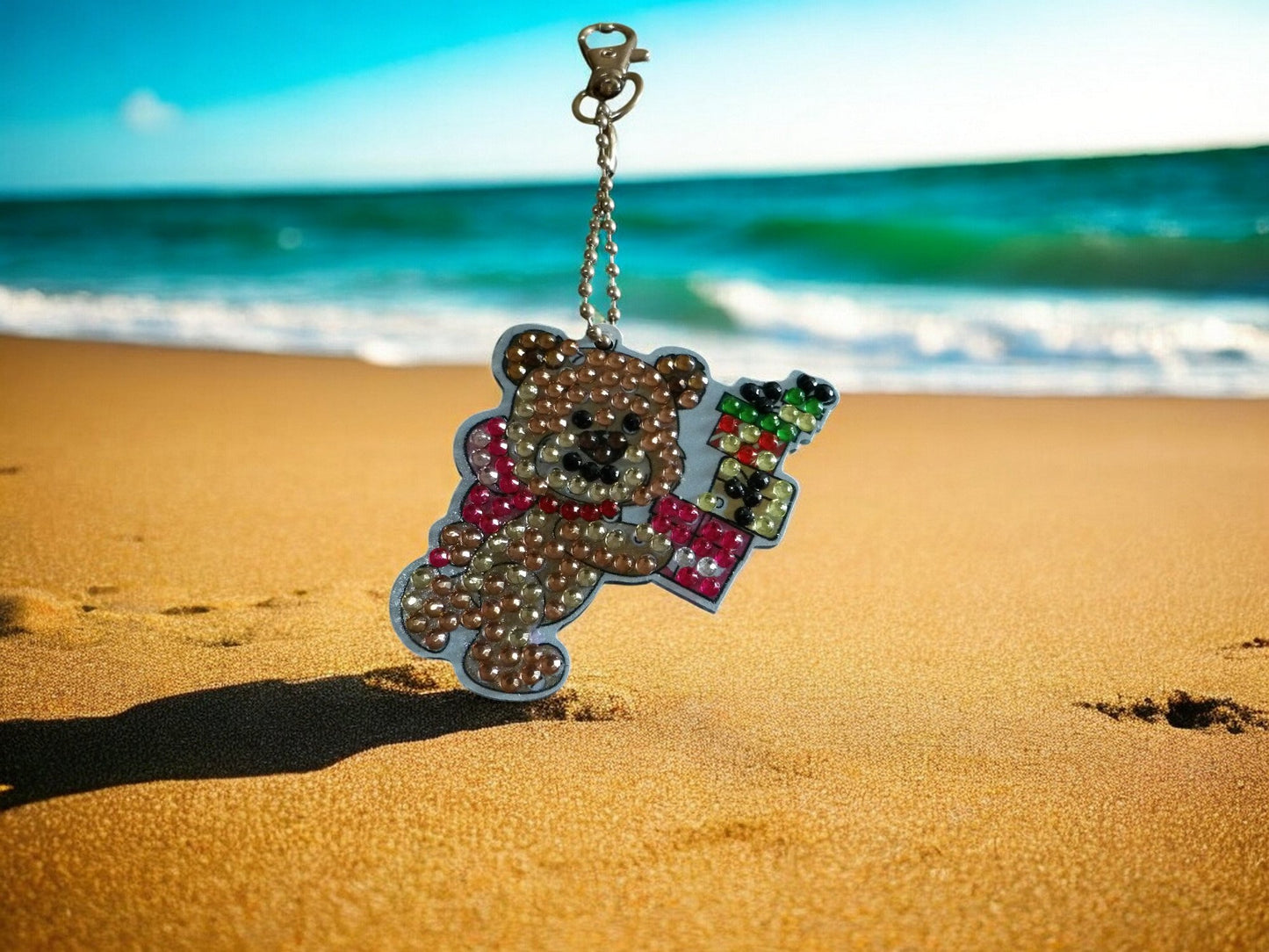 Teddy Bear w/Presents Keychain