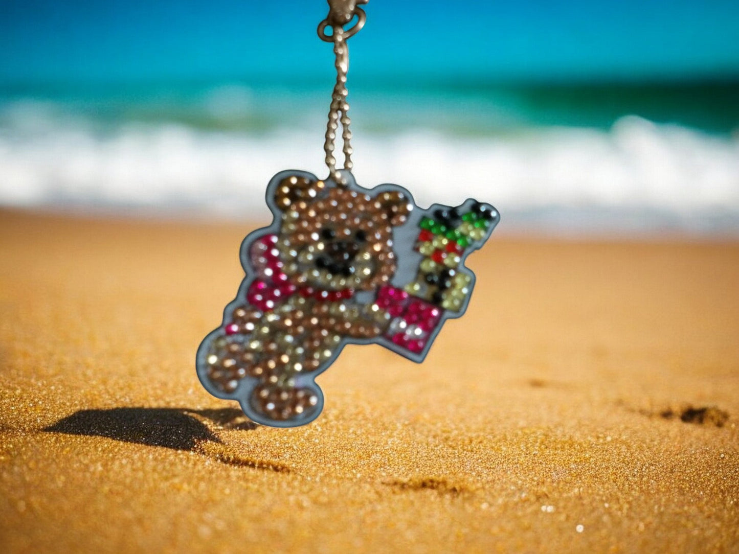 Teddy Bear w/Presents Keychain