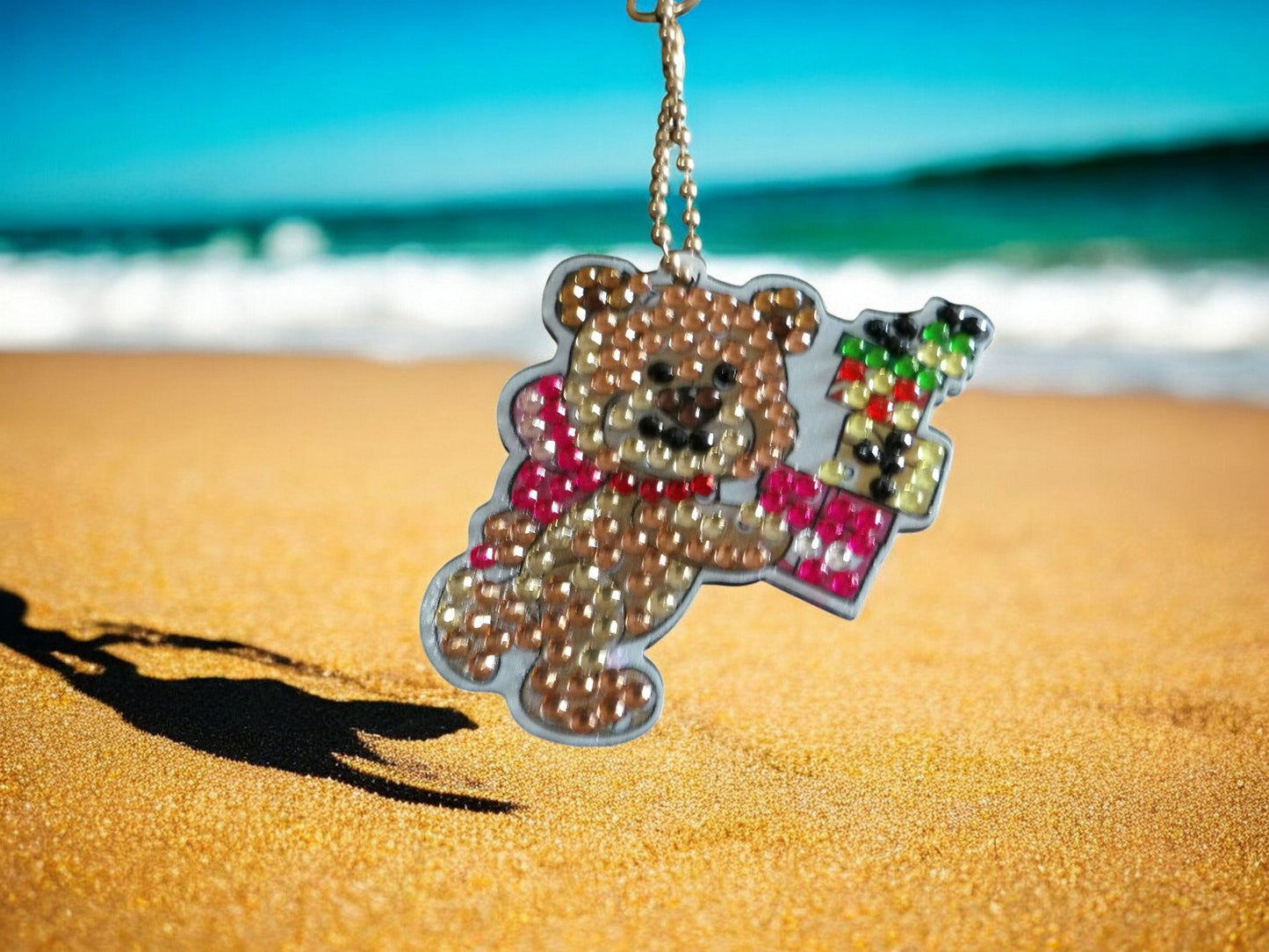 Teddy Bear w/Presents Keychain