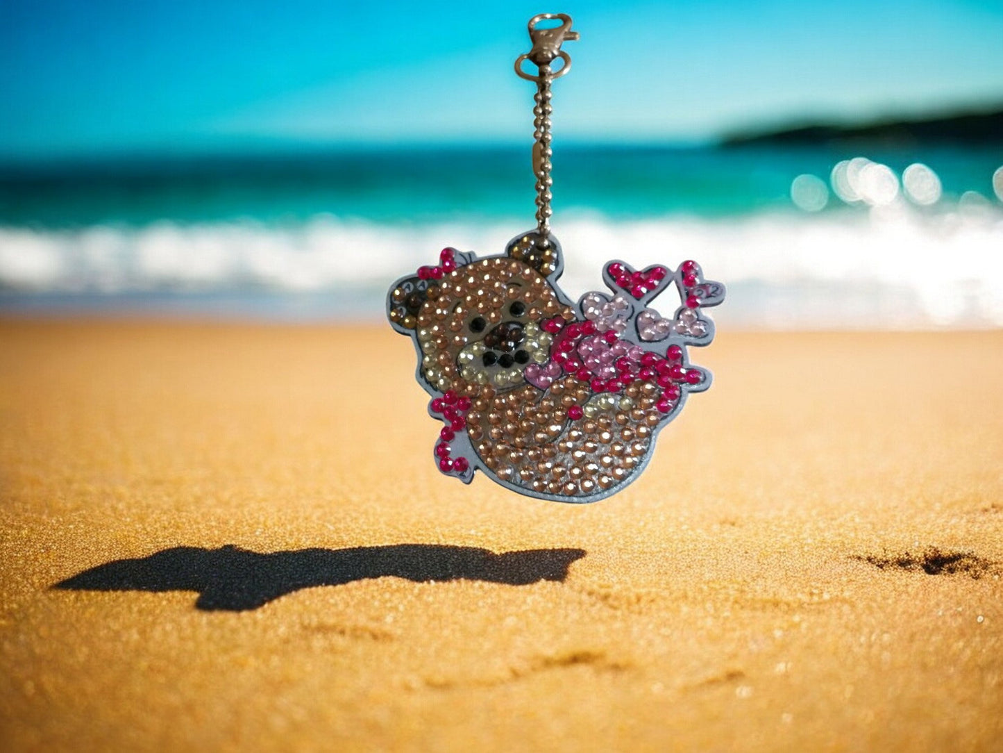 Teddy Bear w/Floating Hearts Keychain