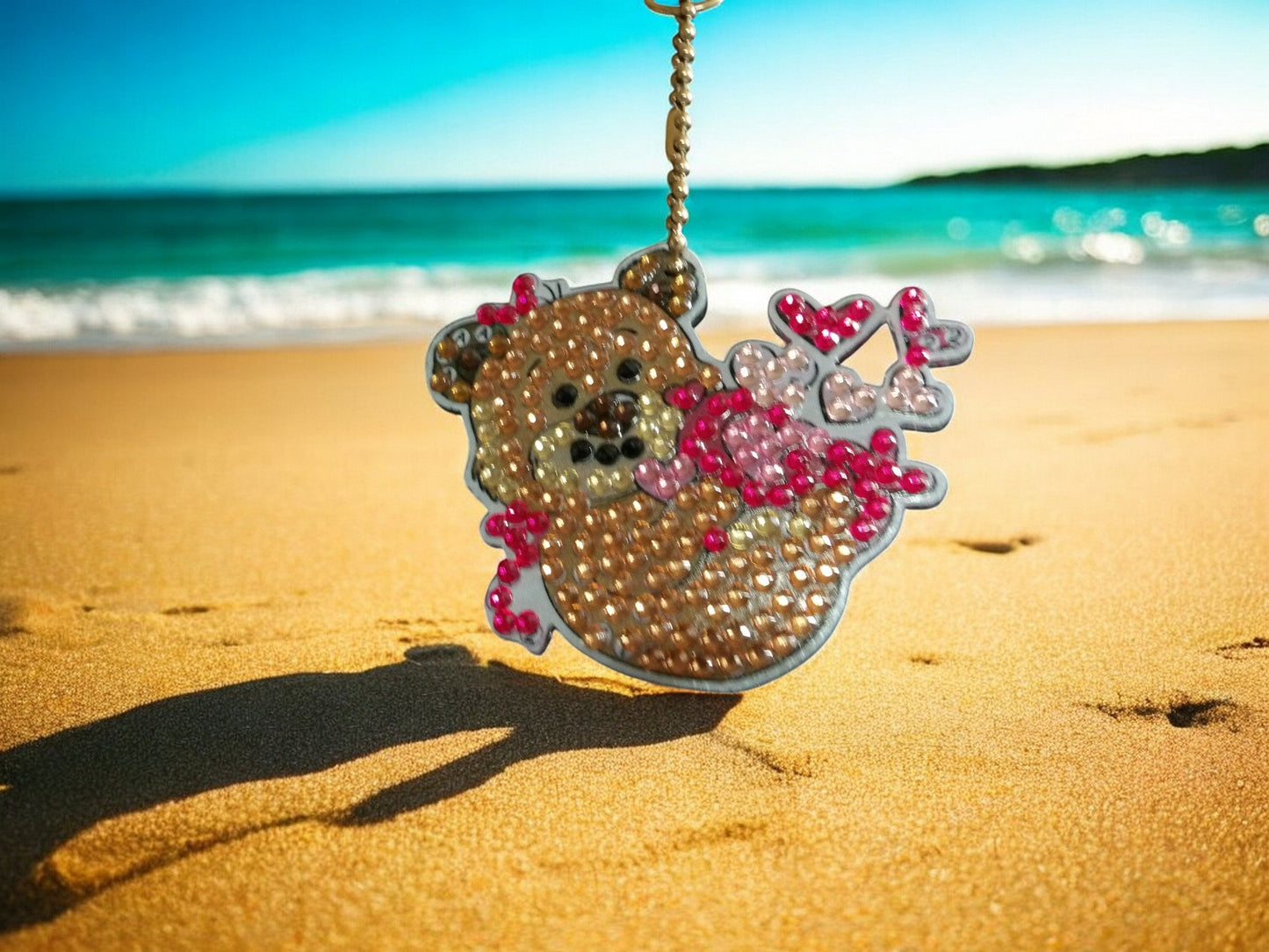 Teddy Bear w/Floating Hearts Keychain