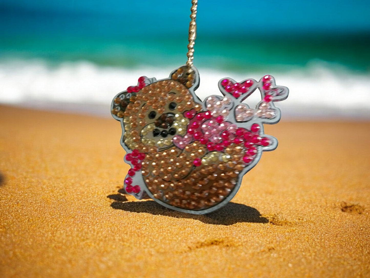 Teddy Bear w/Floating Hearts Keychain