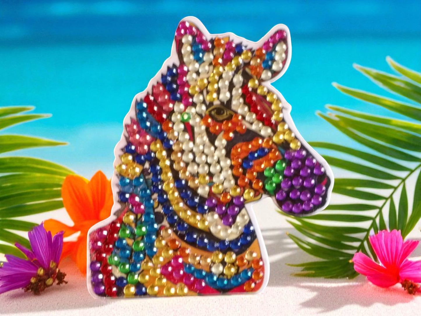 Colorful Zebra Head Magnet