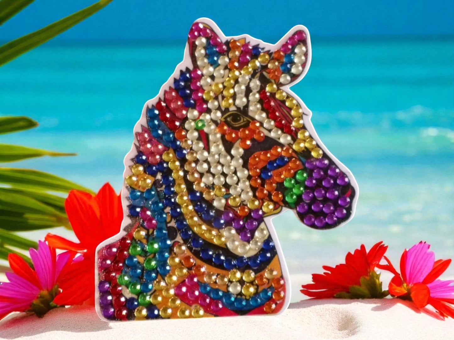 Colorful Zebra Head Magnet