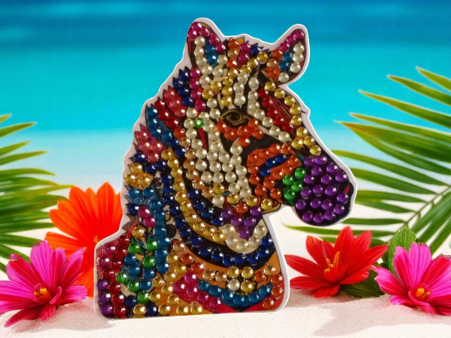 Colorful Zebra Head Magnet
