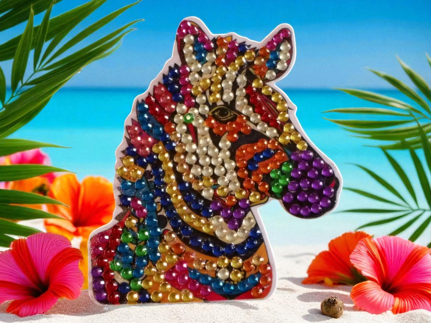 Colorful Zebra Head Magnet
