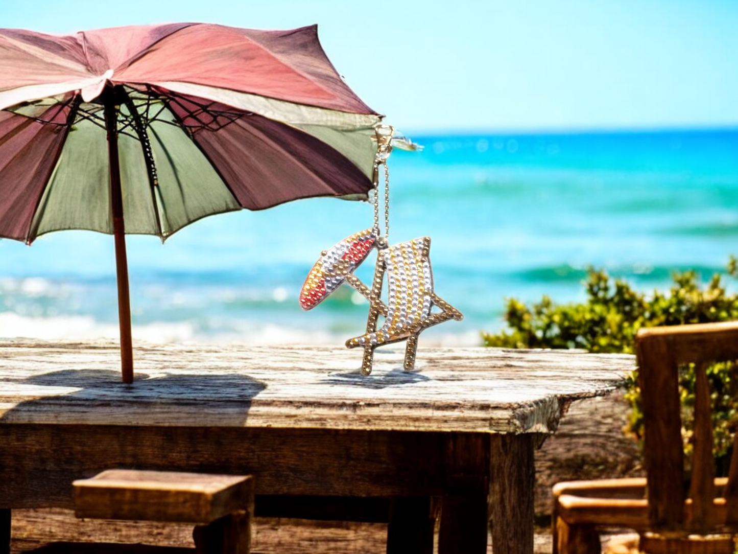 Beach Chair w/Umbrella Keychain