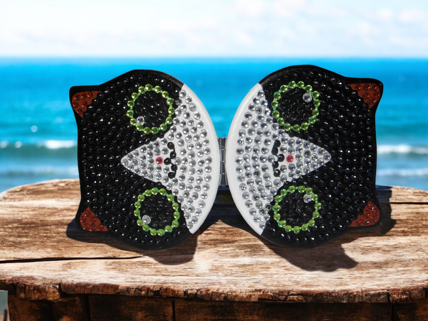 Black & White Cat Face Pocket Mirror