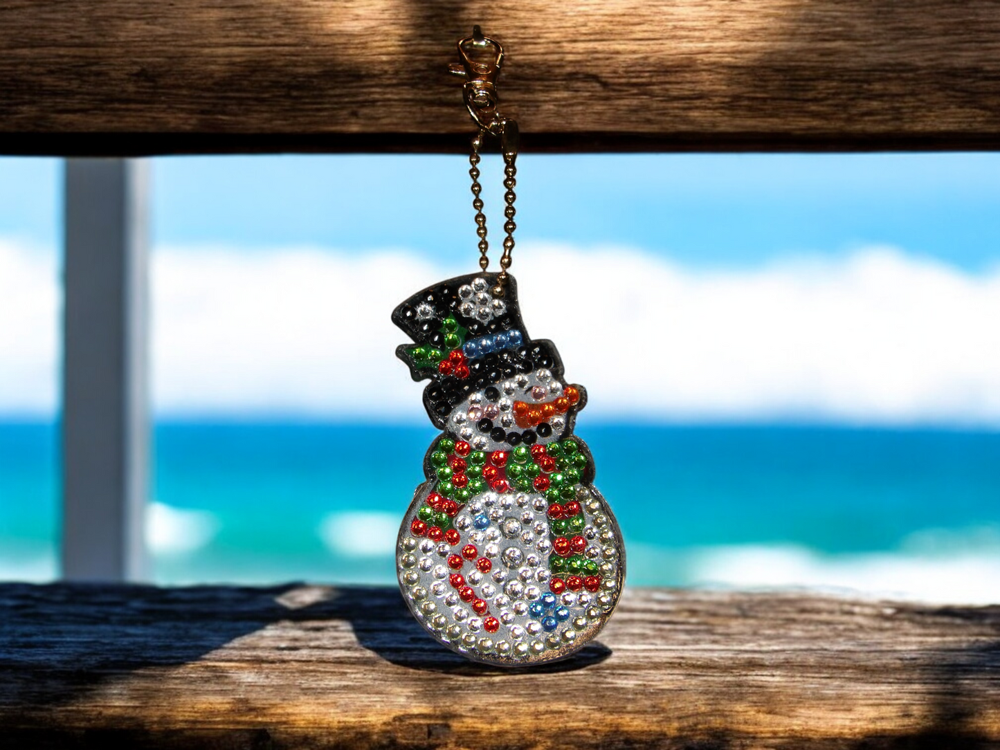 Black Hat Snowman Keychain