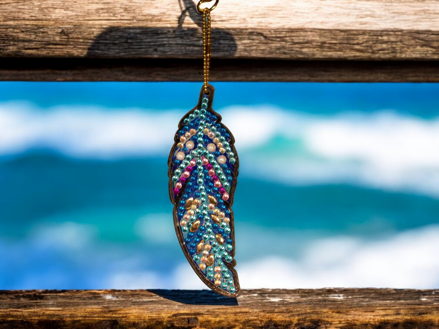 Blue Feather Keychain