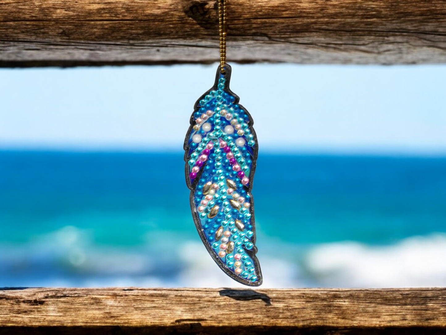 Blue Feather Keychain