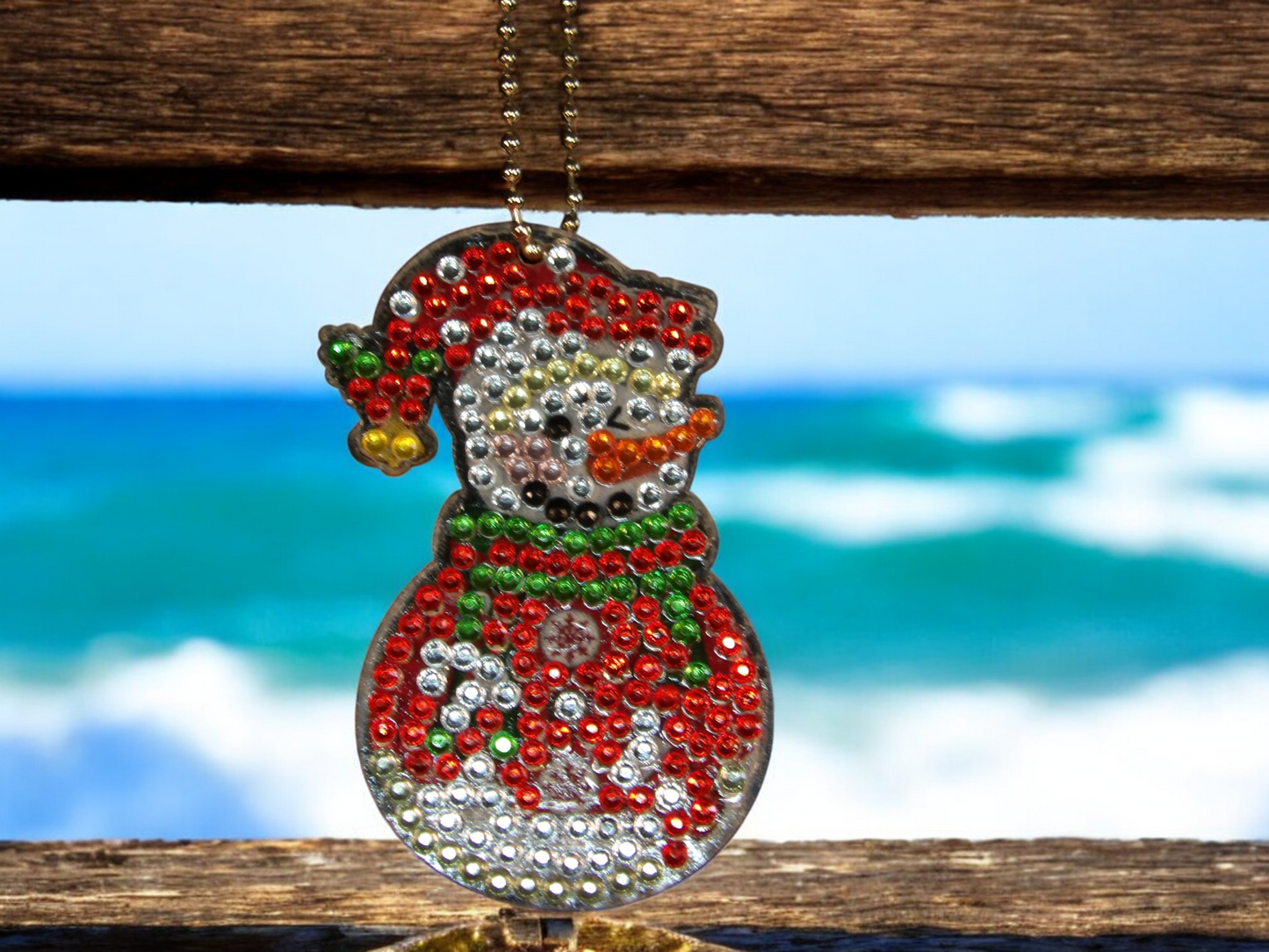 Bright Red Snowman Keychain