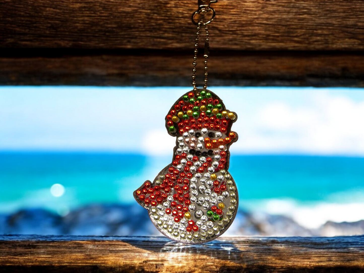 Colorful Hat Snowman Keychain