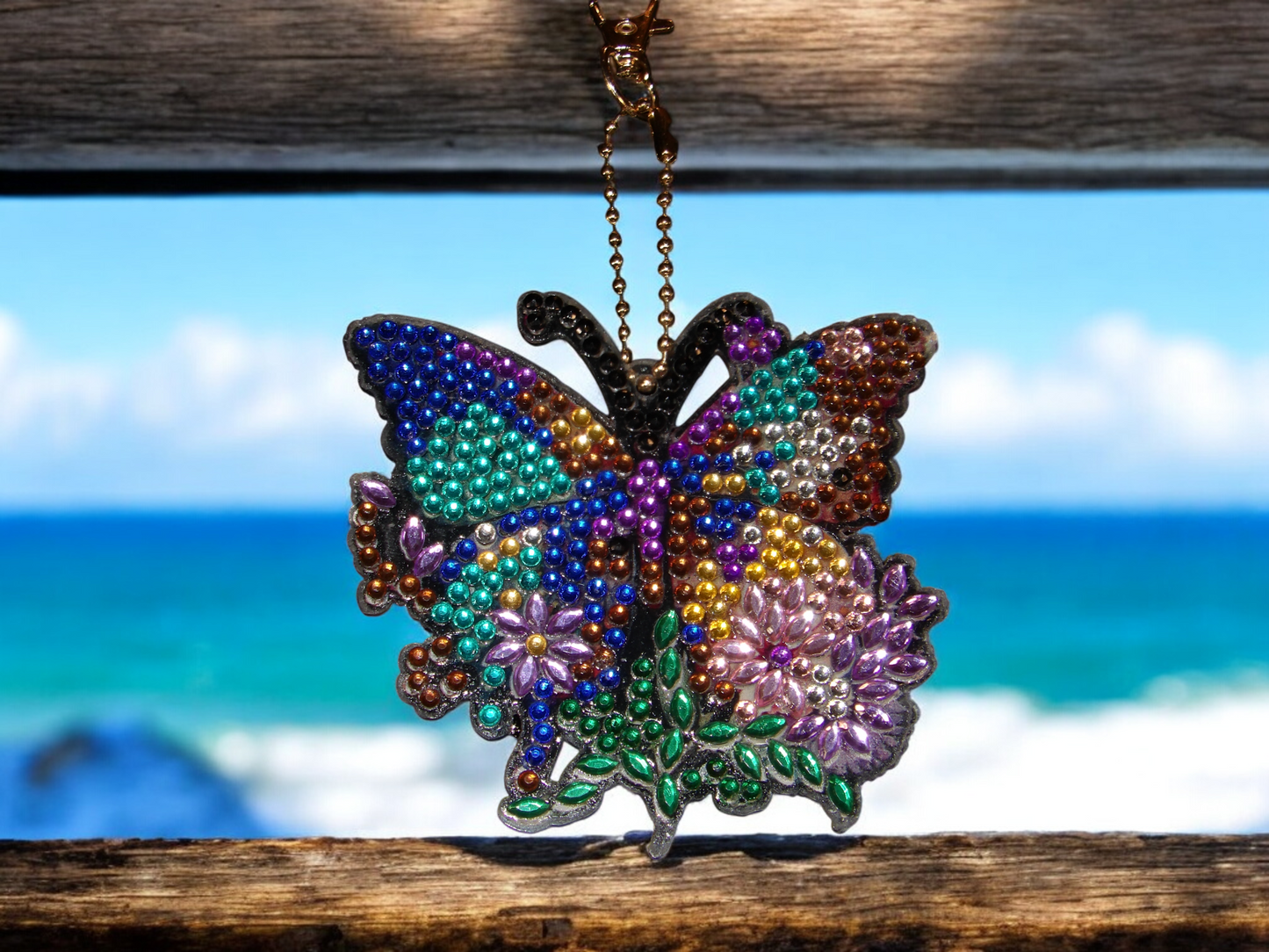 Large Multi-Color Butterfly Keychain
