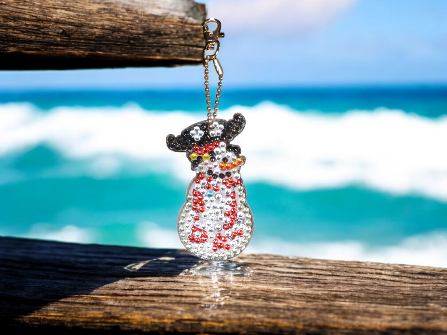 Moose Hat Snowman Keychain
