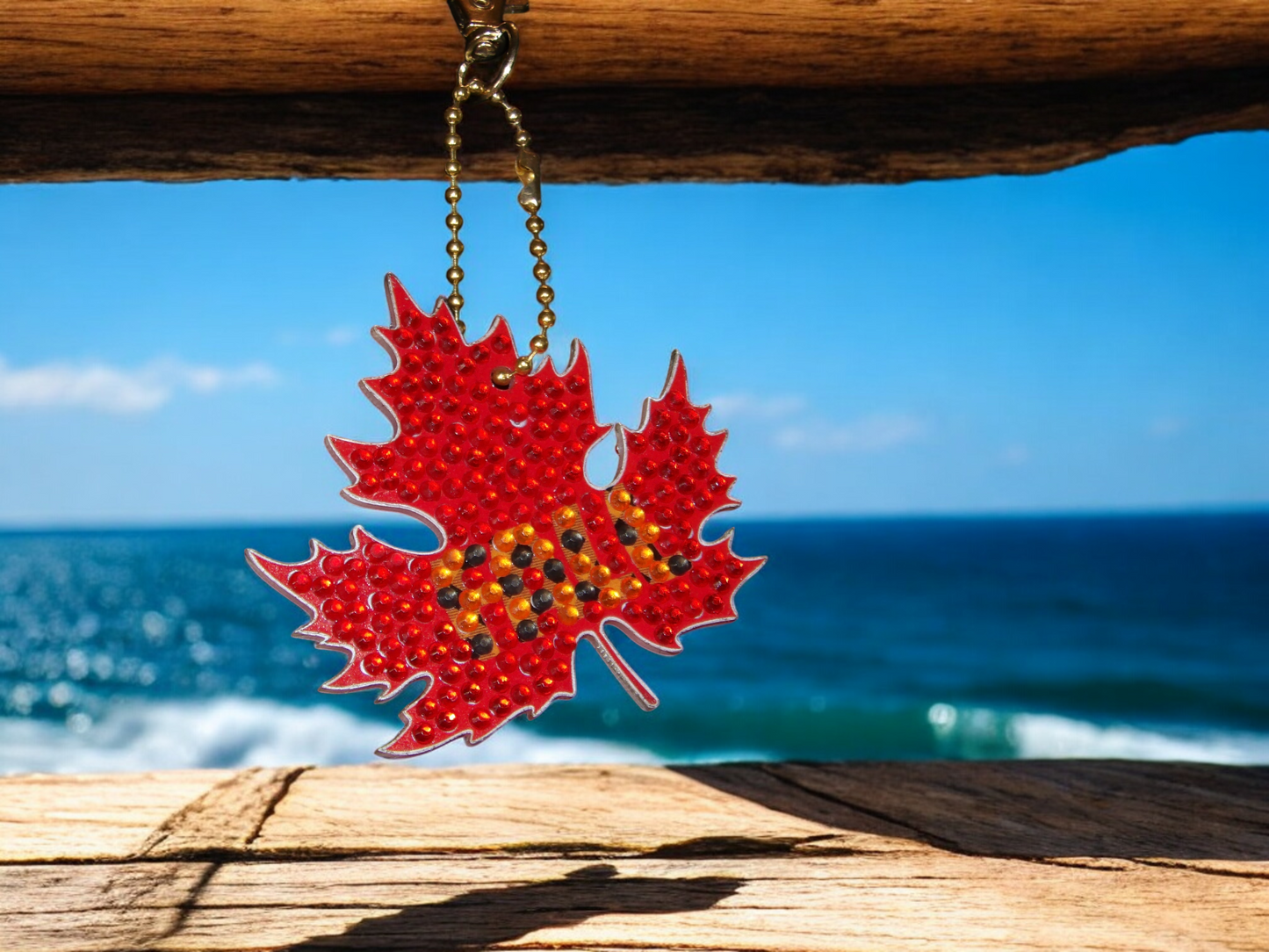 Bright Red Maple Leaf Keychain