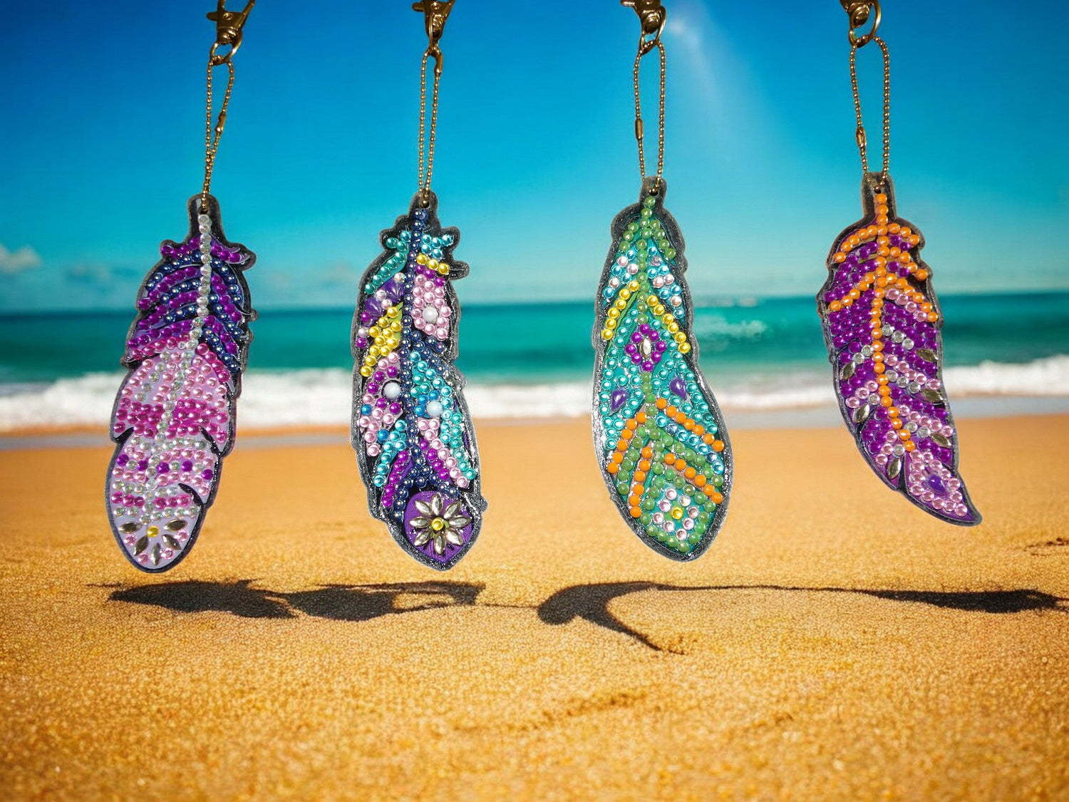 Colorful Feather Keychains