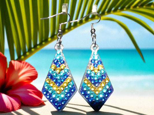 Blue Triangle Earrings