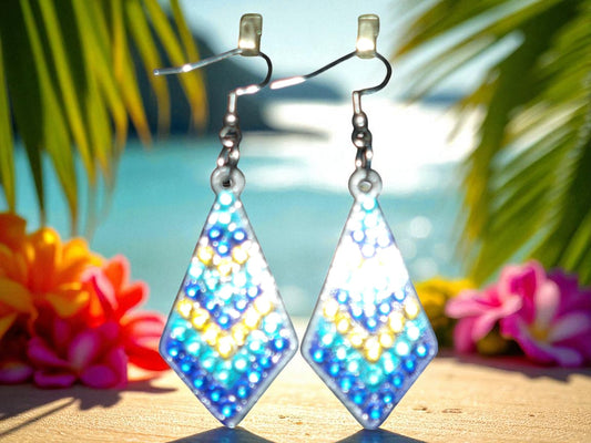 Blue Triangle Earrings