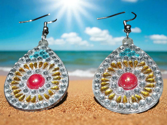 Red Gold Blue Earrings