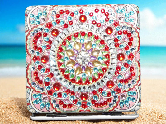 Red & Blue Square Pocket Mirror