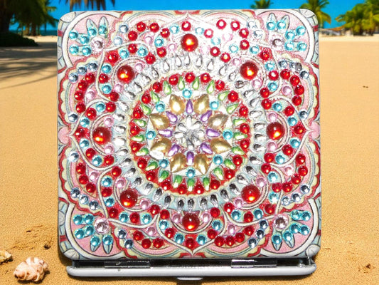 Red & Blue Square Pocket Mirror