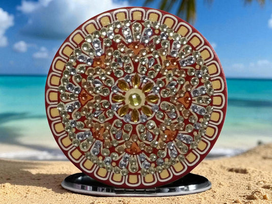 Brown Round Pocket Mirror
