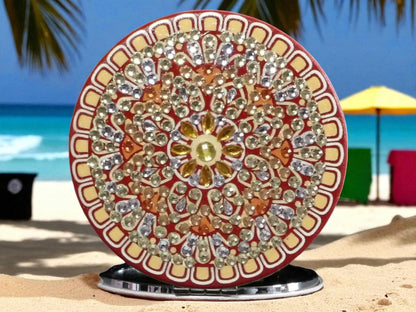 Brown Round Pocket Mirror