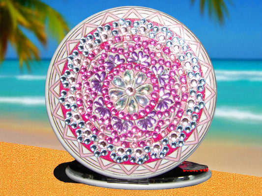 Pink Purple Blue Round Pocket Mirror