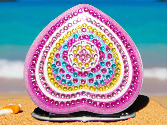 Pink & Yellow Heart Shaped Pocket Mirror
