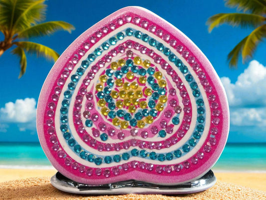 Pink Blue & Yellow Heart Pocket Mirror