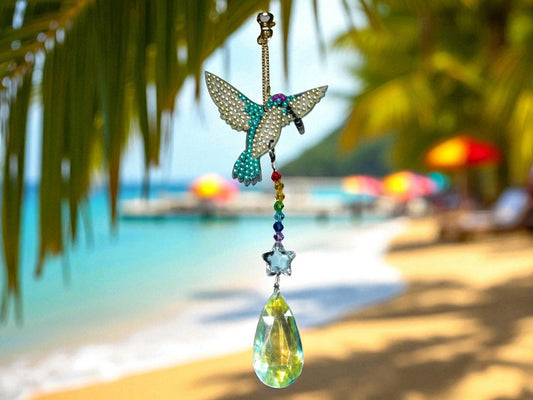 Blue & White Hummingbird Sun/Wind Catcher