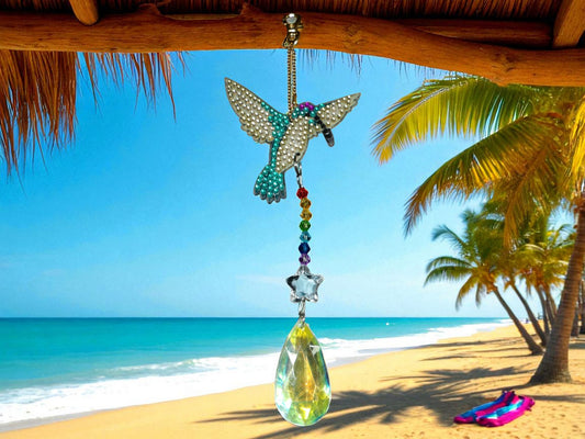 Blue & White Hummingbird Sun/Wind Catcher
