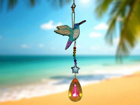 Blue/White/Purple Hummingbird Sun/Wind Catcher