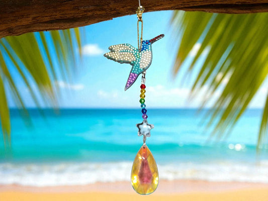 Blue/White/Purple Hummingbird Sun/Wind Catcher