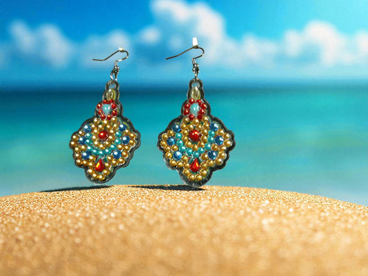 Blue & Gold Colorful Earrings