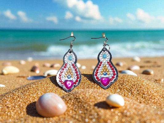 Burgandy Coloful Earrings