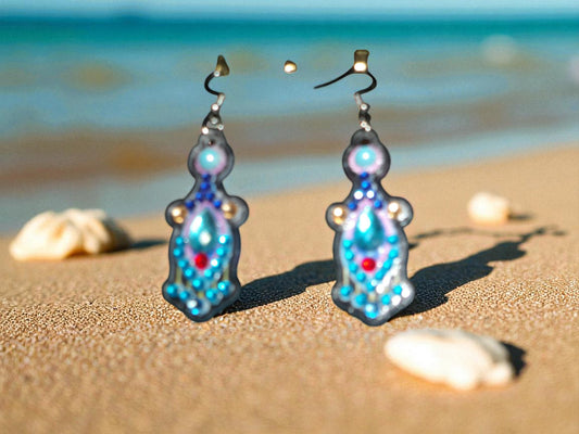 Blue Pearl Hanging Earrings