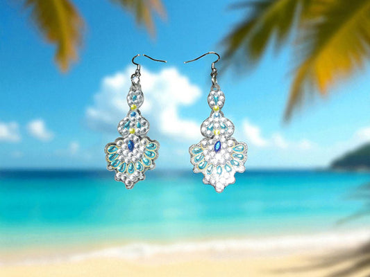 Light Blue & Crystal Earrings