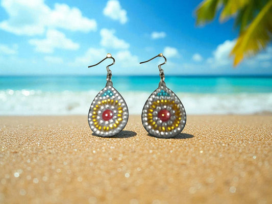 Red Gold Blue Earrings