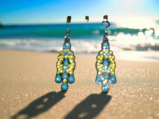 Blue Pearl & Gold Earrings